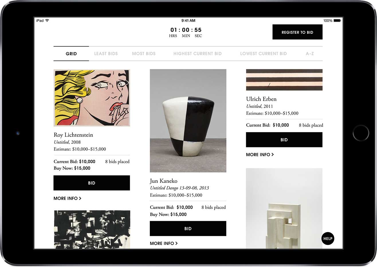 Screenshot of Artsy's mobile app