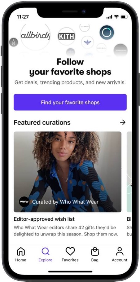 Screenshot of Shopify's Shop app