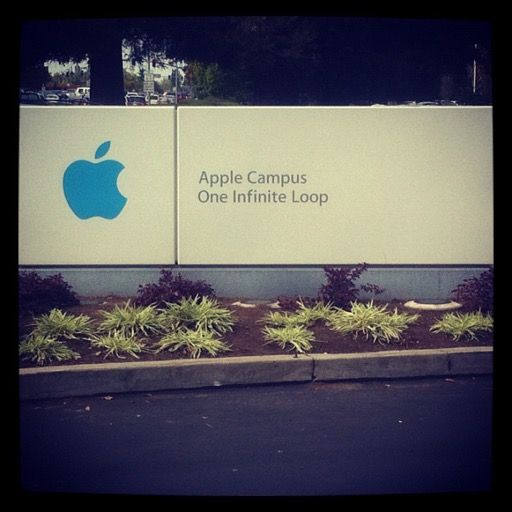 Photo of Apple's corporate office entrance.