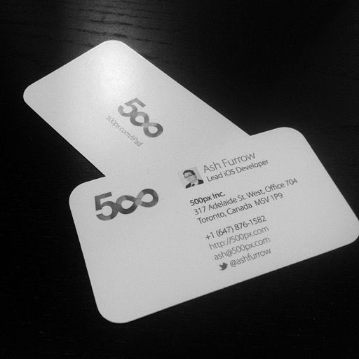 Photo of my business cards at 500px.
