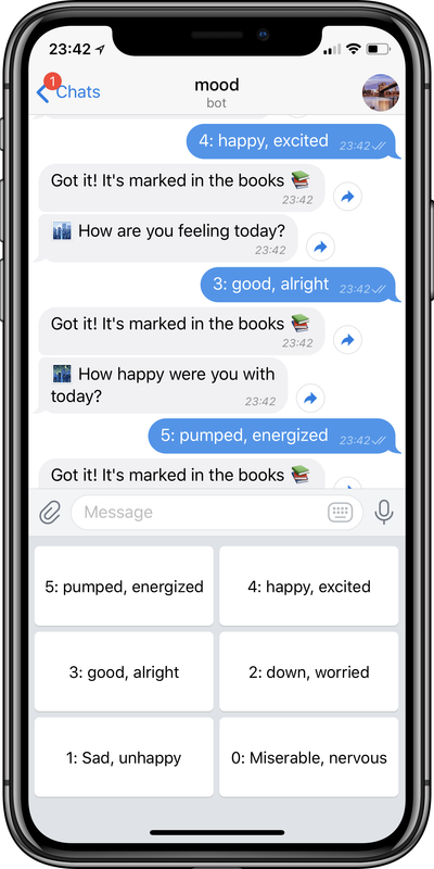 A screenshot of the app I'm using to track my mood